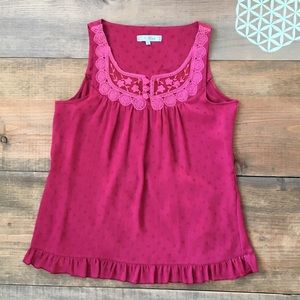 T. Bleu Burgundy Blouse Lace Bodice Size M
